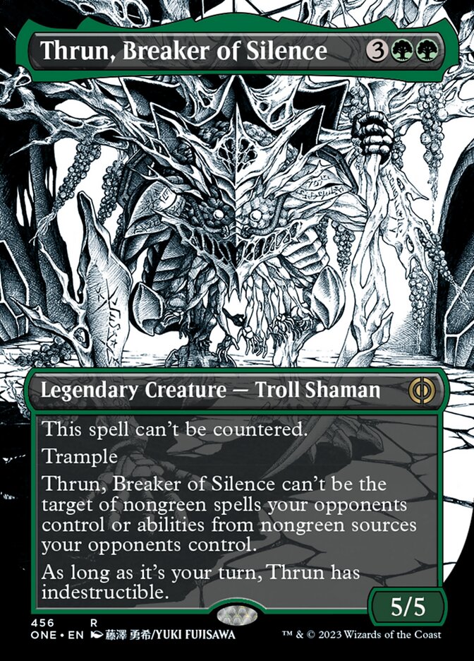 Thrun, Breaker of Silence (Borderless Manga Step-and-Compleat Foil) [Phyrexia: All Will Be One] | Black Swamp Games