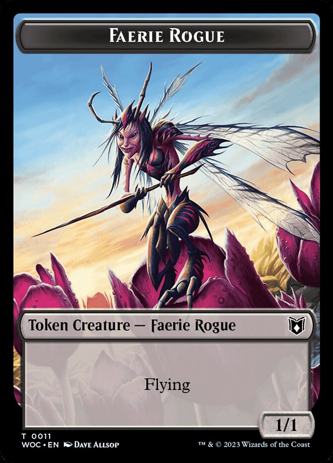 Faerie Rogue // Faerie (0011) Double-Sided Token [Wilds of Eldraine Commander Tokens] | Black Swamp Games