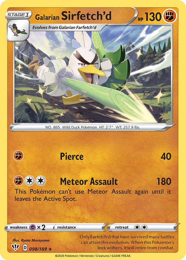 Galarian Sirfetch'd (098/189) (Cracked Ice holo) (Theme Deck Exclusive) [Sword & Shield: Darkness Ablaze] | Black Swamp Games