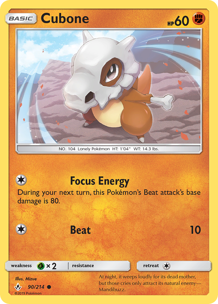 Cubone (90/214) [Sun & Moon: Unbroken Bonds] | Black Swamp Games