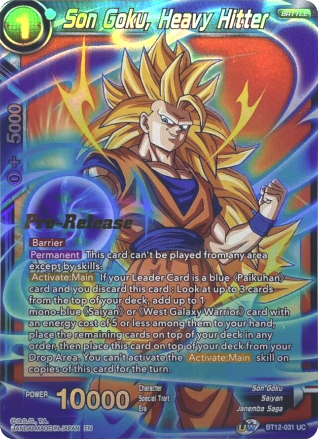 Son Goku, Heavy Hitter (BT12-031) [Vicious Rejuvenation Prerelease Promos] | Black Swamp Games