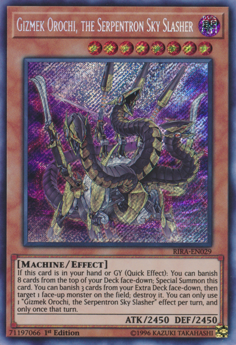 Gizmek Orochi, the Serpentron Sky Slasher [RIRA-EN029] Secret Rare | Black Swamp Games