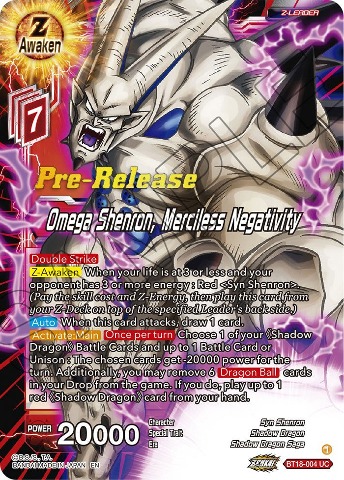 Omega Shenron, Merciless Negativity (BT18-004) [Dawn of the Z-Legends Prerelease Promos] | Black Swamp Games