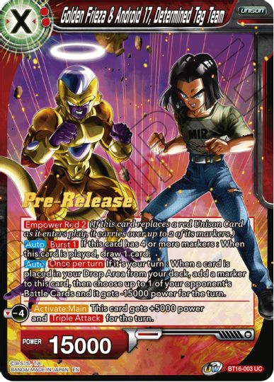 Golden Frieza & Android 17, Determined Tag Team (BT16-003) [Realm of the Gods Prerelease Promos] | Black Swamp Games