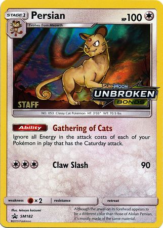 Persian (SM182) (Staff Prerelease Promo) [Sun & Moon: Black Star Promos] | Black Swamp Games