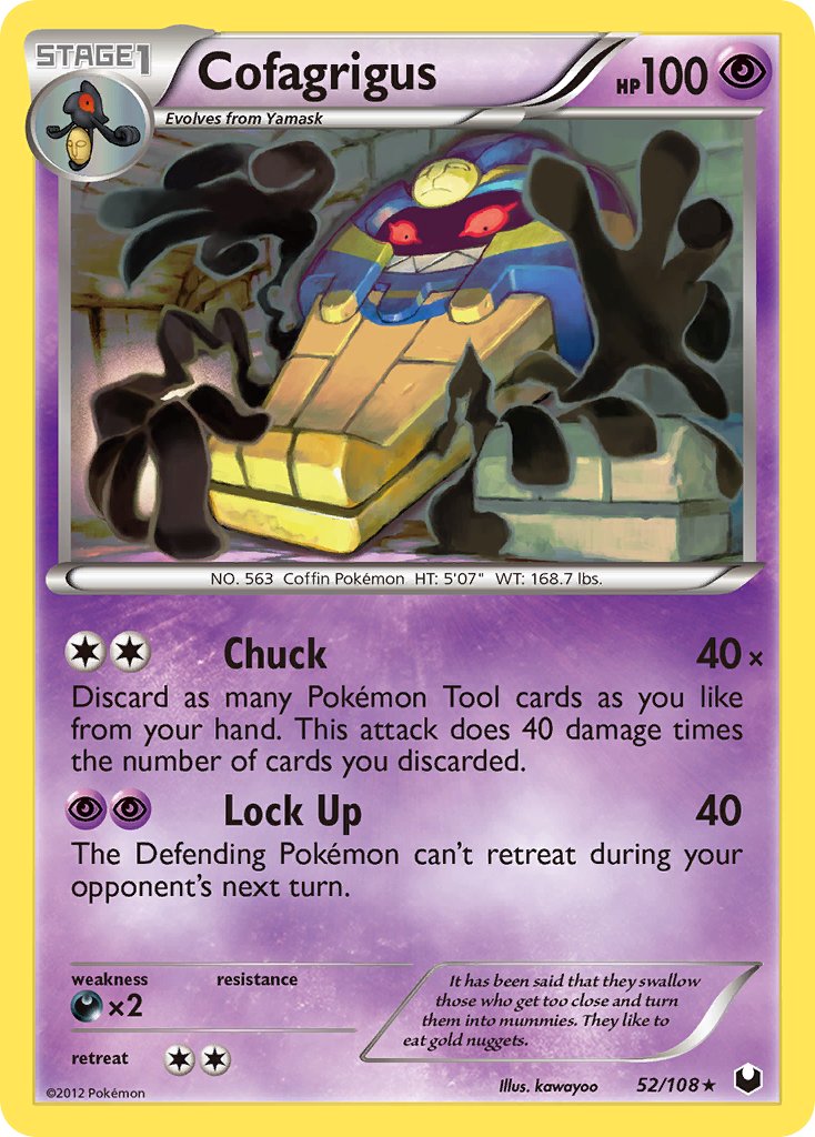 Cofagrigus (52/108) (Cracked Ice Holo) (Theme Deck Exclusive) [Black & White: Dark Explorers] | Black Swamp Games