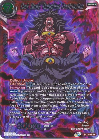 Dark Broly, Unbridled Destruction [EX16-03] | Black Swamp Games