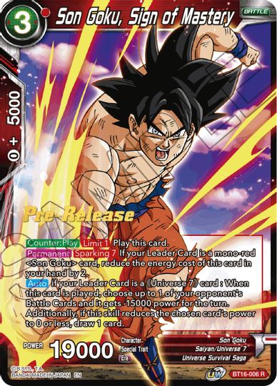 Son Goku, Sign of Mastery (BT16-006) [Realm of the Gods Prerelease Promos] | Black Swamp Games