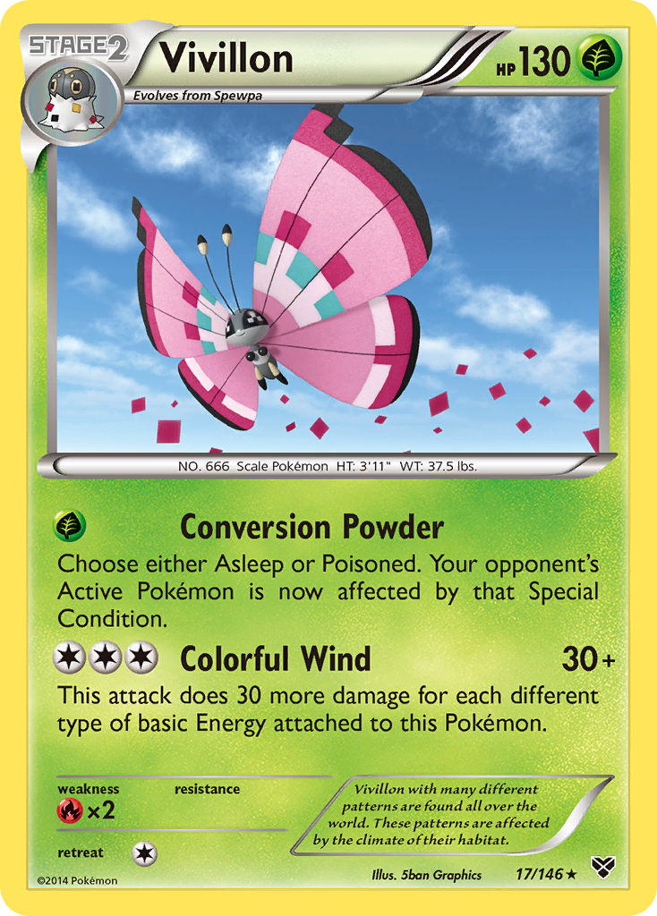 Vivillon (17/146) (Meadow Form/Pink Wings) [XY: Base Set] | Black Swamp Games