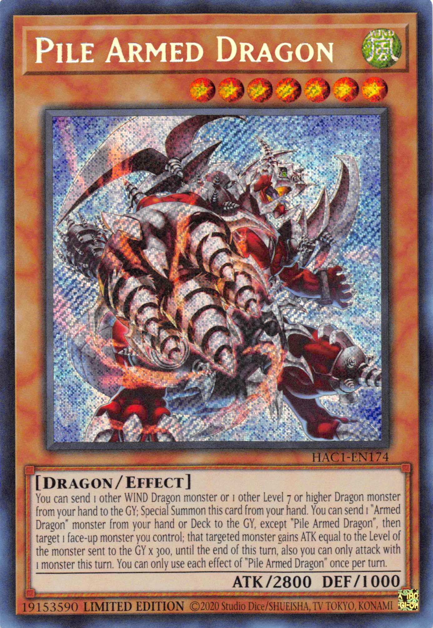 Pile Armed Dragon [HAC1-EN174] Secret Rare | Black Swamp Games