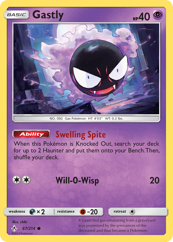 Gastly (67/214) [Sun & Moon: Unbroken Bonds] | Black Swamp Games