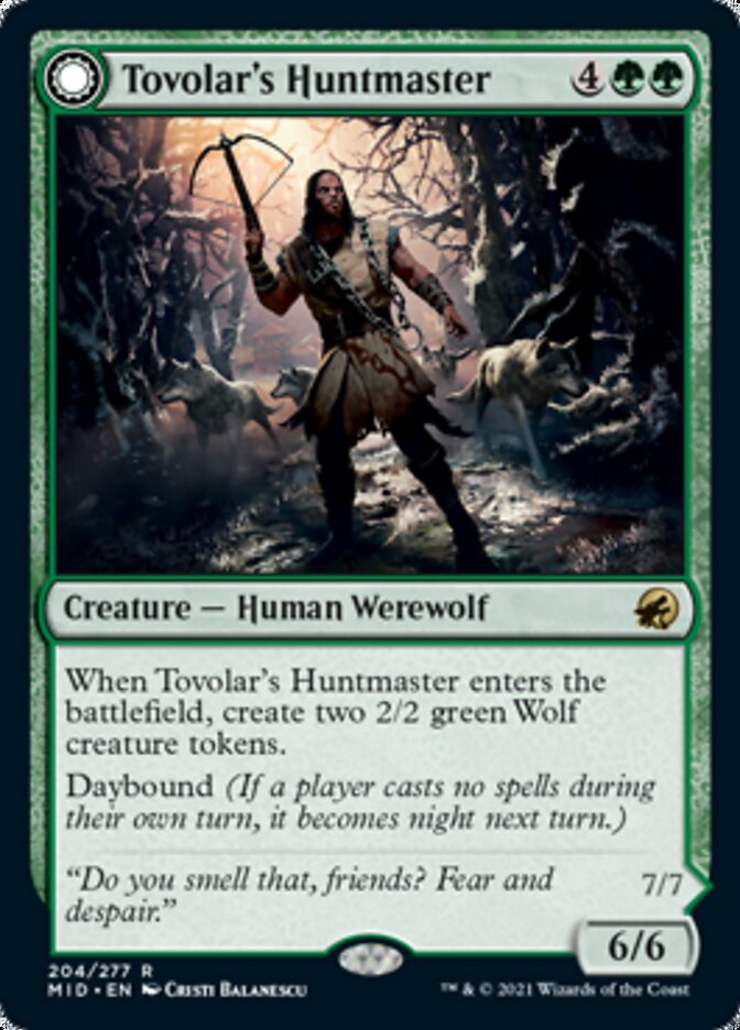 Tovolar's Huntmaster // Tovolar's Packleader [Innistrad: Midnight Hunt] | Black Swamp Games