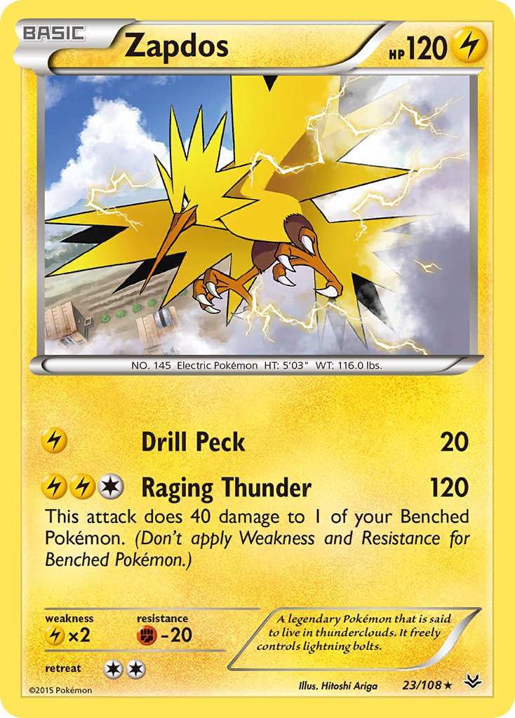 Zapdos(23/108) (Theme Deck Exclusive) [XY: Roaring Skies] | Black Swamp Games