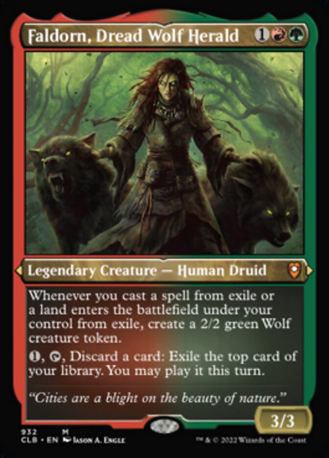 Faldorn, Dread Wolf Herald (Display Commander) (Foil Etched) [Commander Legends: Battle for Baldur's Gate] | Black Swamp Games