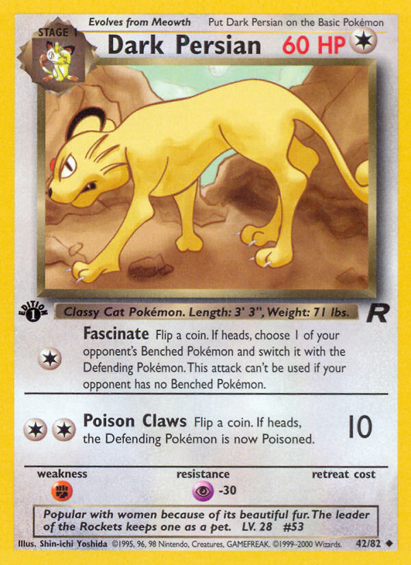 Dark Persian (42/82) [Team Rocket 1st Edition] | Black Swamp Games