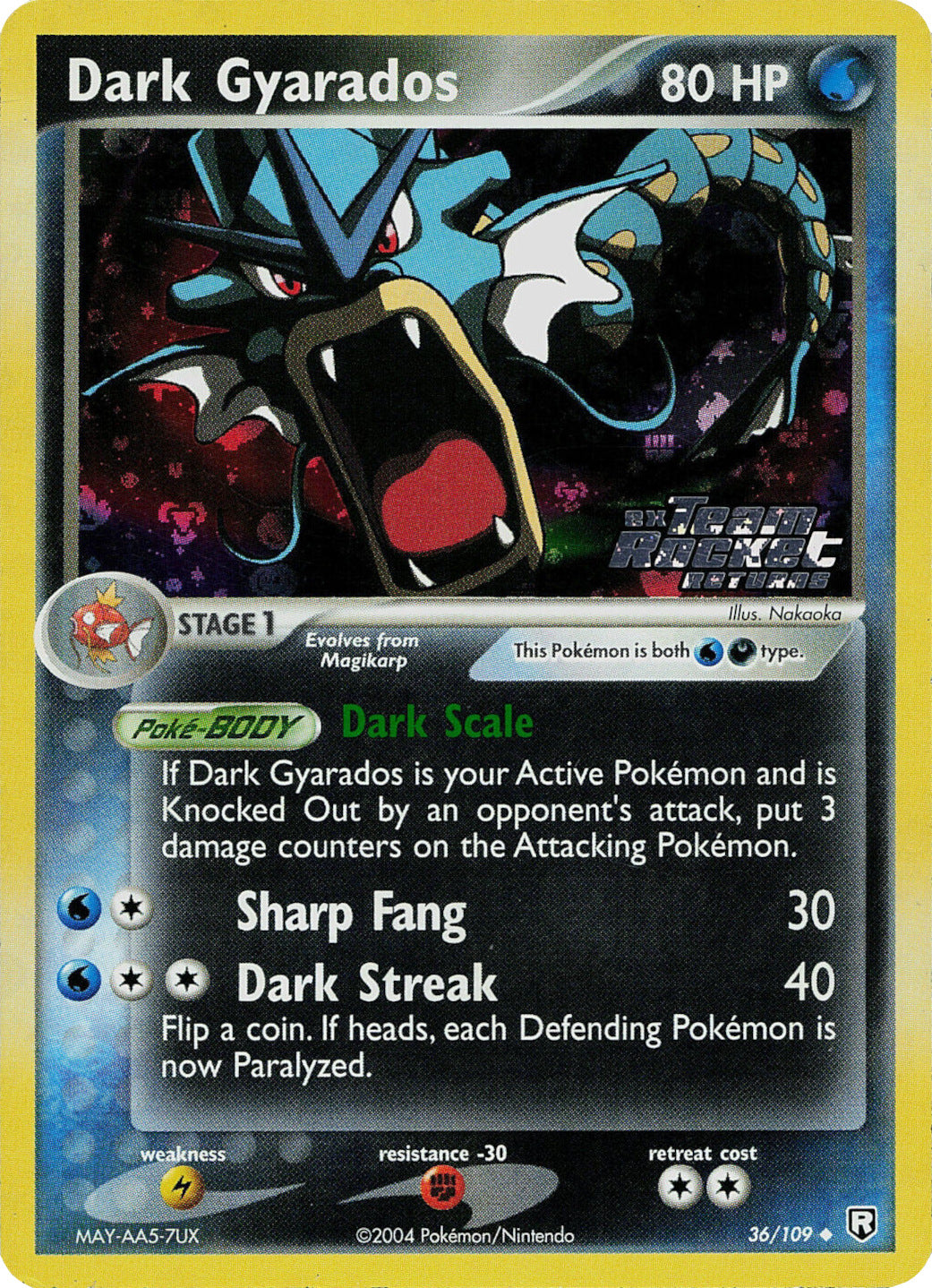 Dark Gyarados (36/109) (Stamped) [EX: Team Rocket Returns] | Black Swamp Games