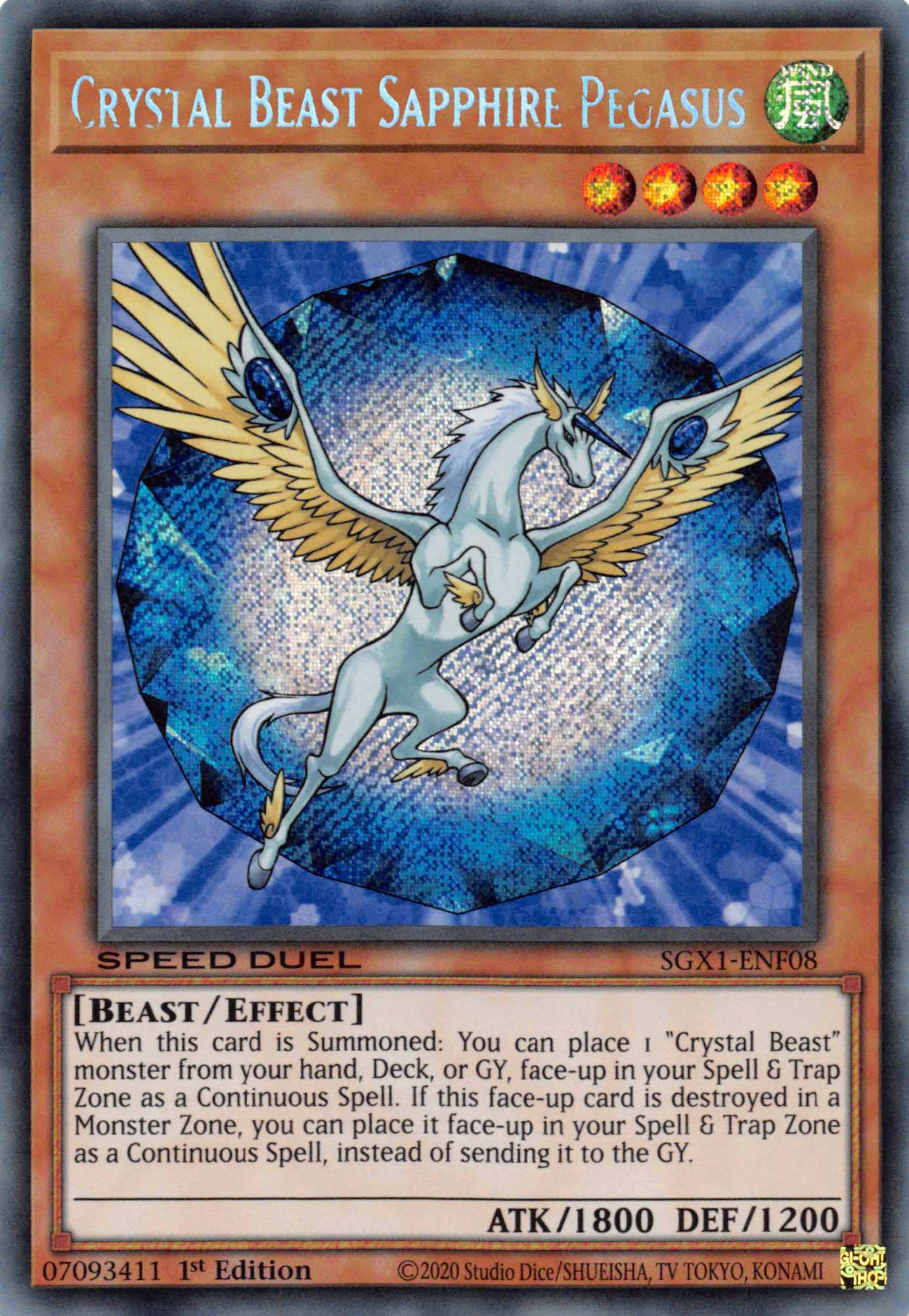 Crystal Beast Sapphire Pegasus [SGX1-ENF08] Secret Rare | Black Swamp Games