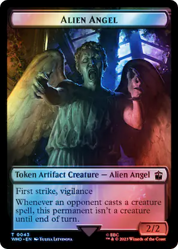 Alien Angel // Food (0057) Double-Sided Token (Surge Foil) [Doctor Who Tokens] | Black Swamp Games