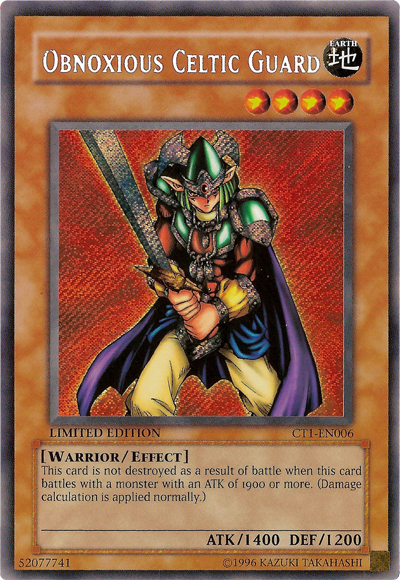 Obnoxious Celtic Guard [CT1-EN006] Secret Rare | Black Swamp Games