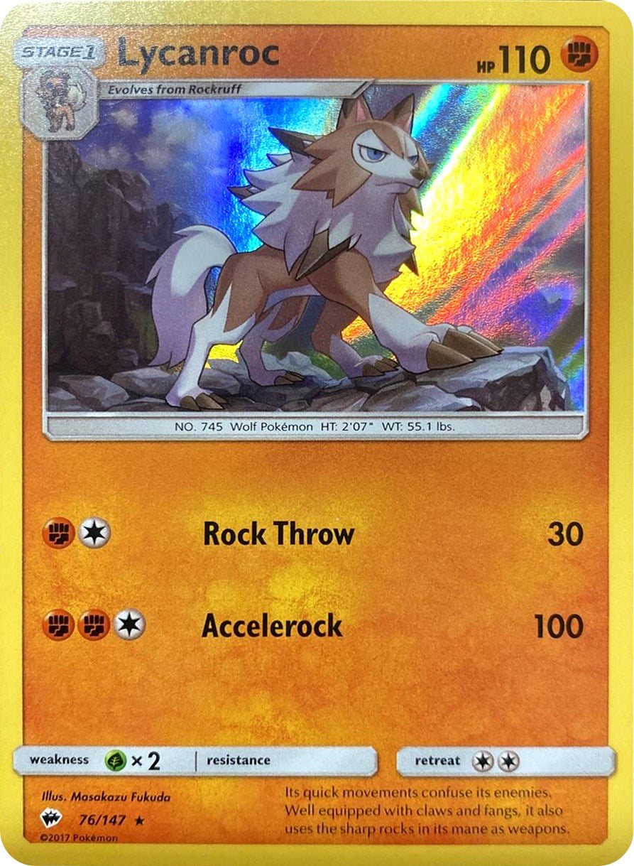 Lycanroc (76/147) (Water Web Holo) [Sun & Moon: Burning Shadows] | Black Swamp Games