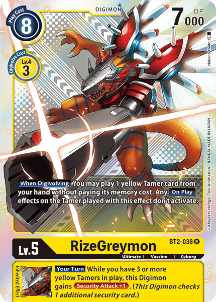 RizeGreymon [BT2-038] (Premium Pack) [Release Special Booster Ver.1.5] | Black Swamp Games