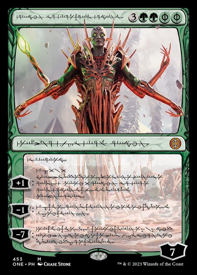 Nissa, Ascended Animist (Phyrexian Step-and-Compleat Foil) [Phyrexia: All Will Be One] | Black Swamp Games