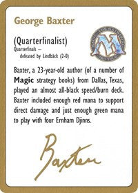 1996 George Baxter Biography Card [World Championship Decks] | Black Swamp Games