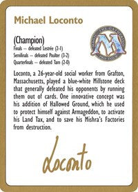 1996 Michael Loconto Biography Card [World Championship Decks] | Black Swamp Games