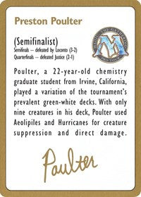 1996 Preston Poulter Biography Card [World Championship Decks] | Black Swamp Games
