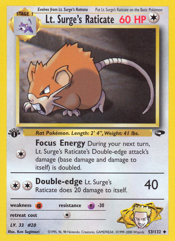 Lt. Surge's Raticate (53/132) [Gym Challenge 1st Edition] | Black Swamp Games