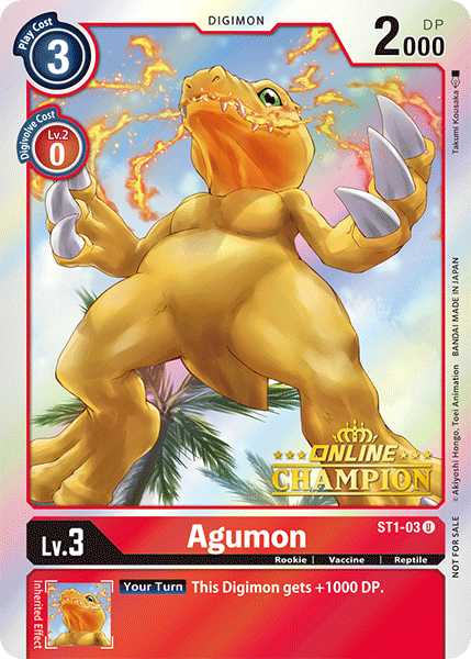 Agumon [ST1-03] (Online Champion) [Starter Deck: Gaia Red Promos] | Black Swamp Games