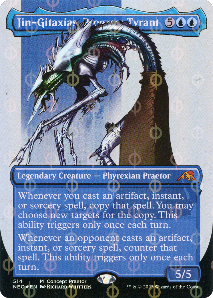 Jin-Gitaxias, Progress Tyrant (Borderless Concept Praetors Step-and-Compleat Foil) [Phyrexia: All Will Be One] | Black Swamp Games