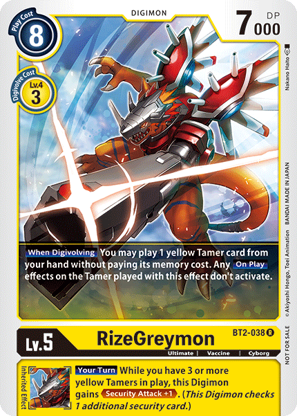 RizeGreymon [BT2-038] (Tournament Pack) [Release Special Booster Ver.1.5 Promos] | Black Swamp Games