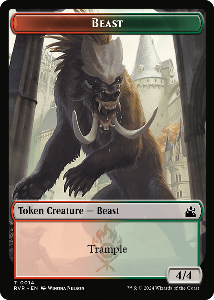 Goblin (0008) // Beast Double-Sided Token [Ravnica Remastered Tokens] | Black Swamp Games