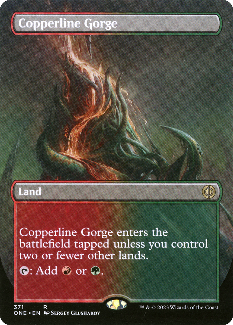 Copperline Gorge (Borderless Alternate Art) [Phyrexia: All Will Be One] | Black Swamp Games