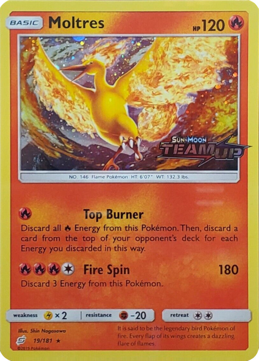 Moltres (19/181) (Stamped) [Sun & Moon: Team Up] | Black Swamp Games