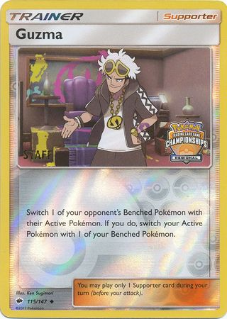 Guzma (115/147) (League Promo) (Staff) [Sun & Moon: Burning Shadows] | Black Swamp Games