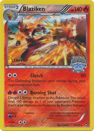 Blaziken (14/111) (Staff National Championship Promo) [XY: Furious Fists] | Black Swamp Games