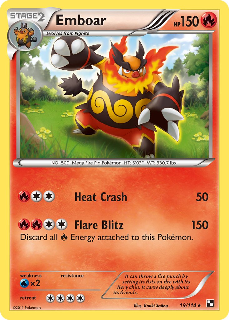 Emboar (19/114) (Cracked Ice Holo) (Theme Deck Exclusive) [Black & White: Base Set] | Black Swamp Games