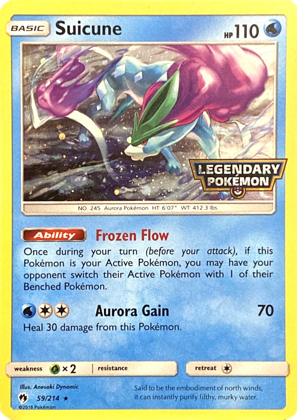 Suicune (59/214) (Legendary Pokemon Stamped) [Sun & Moon: Lost Thunder] | Black Swamp Games