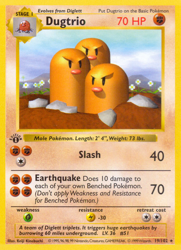 Dugtrio (19/102) (Shadowless) [Base Set 1st Edition] | Black Swamp Games