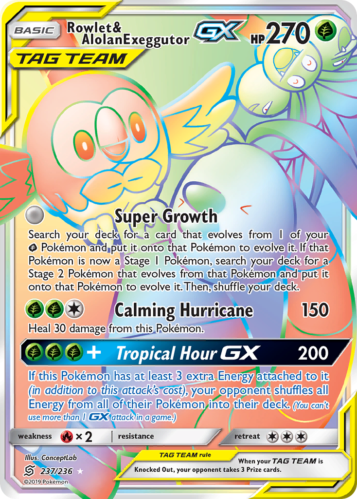 Rowlet & Alolan Exeggutor GX (237/236) [Sun & Moon: Unified Minds] | Black Swamp Games