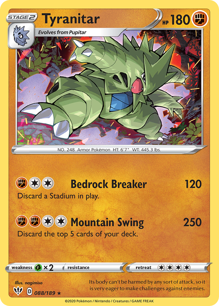 Tyranitar (088/189) [Sword & Shield: Darkness Ablaze] | Black Swamp Games