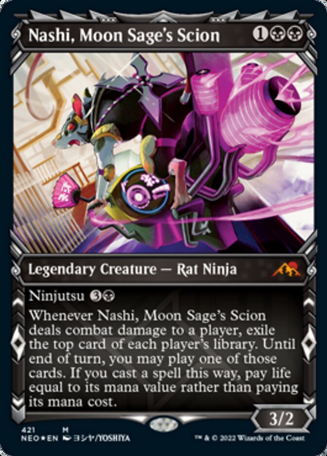 Nashi, Moon Sage's Scion (Showcase) (Foil Etched) [Kamigawa: Neon Dynasty] | Black Swamp Games