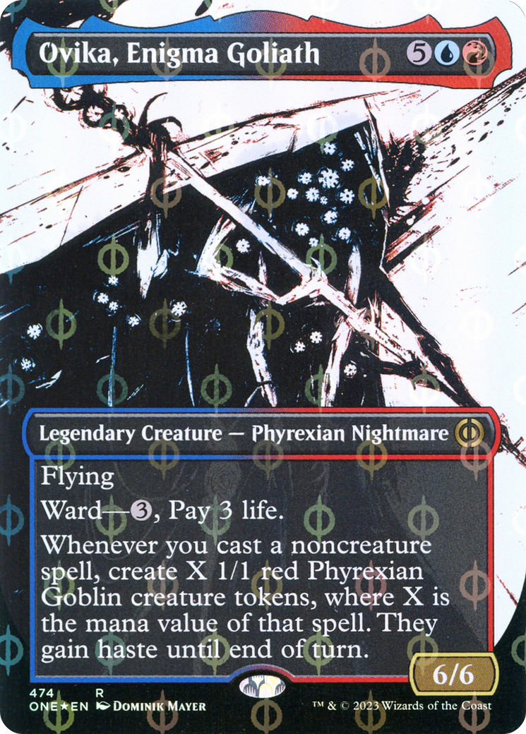 Ovika, Enigma Goliath (Borderless Ichor Step-and-Compleat Foil) [Phyrexia: All Will Be One] | Black Swamp Games