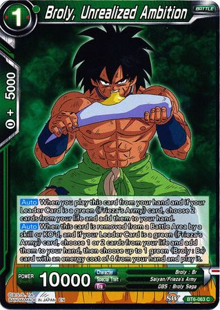 Broly, Unrealized Ambition [BT6-063] | Black Swamp Games