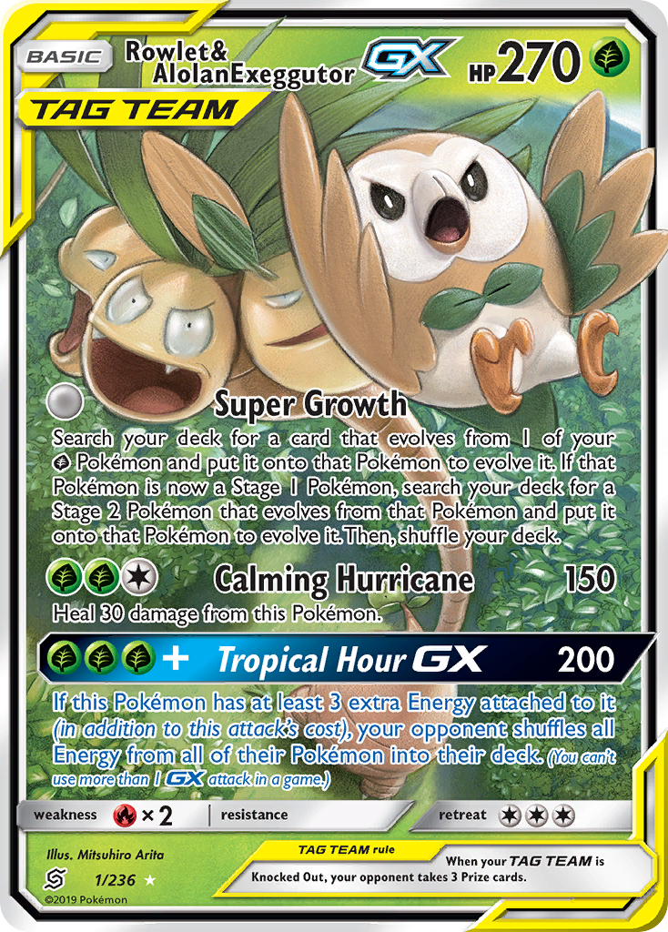 Rowlet & Alolan Exeggutor GX (1/236) [Sun & Moon: Unified Minds] | Black Swamp Games