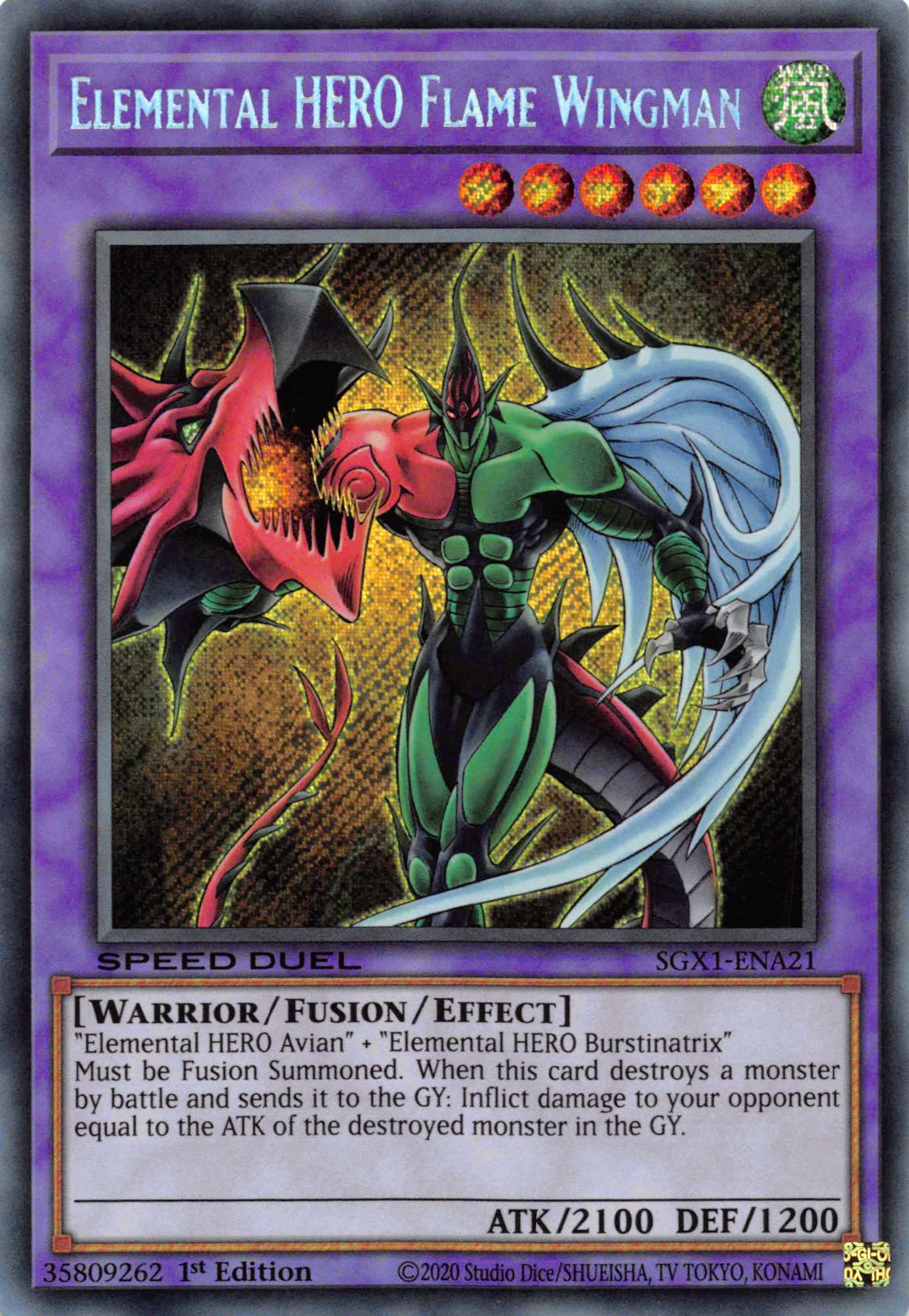 Elemental HERO Flame Wingman [SGX1-ENA21] Secret Rare | Black Swamp Games