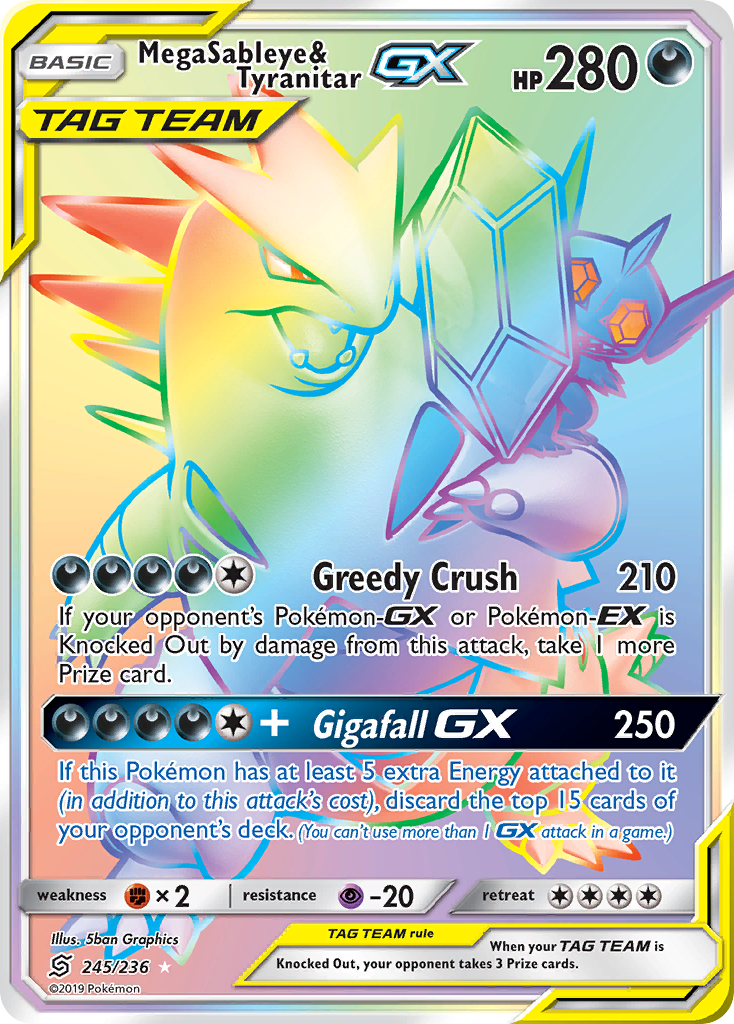 Mega Sableye & Tyranitar GX (245/236) [Sun & Moon: Unified Minds] | Black Swamp Games