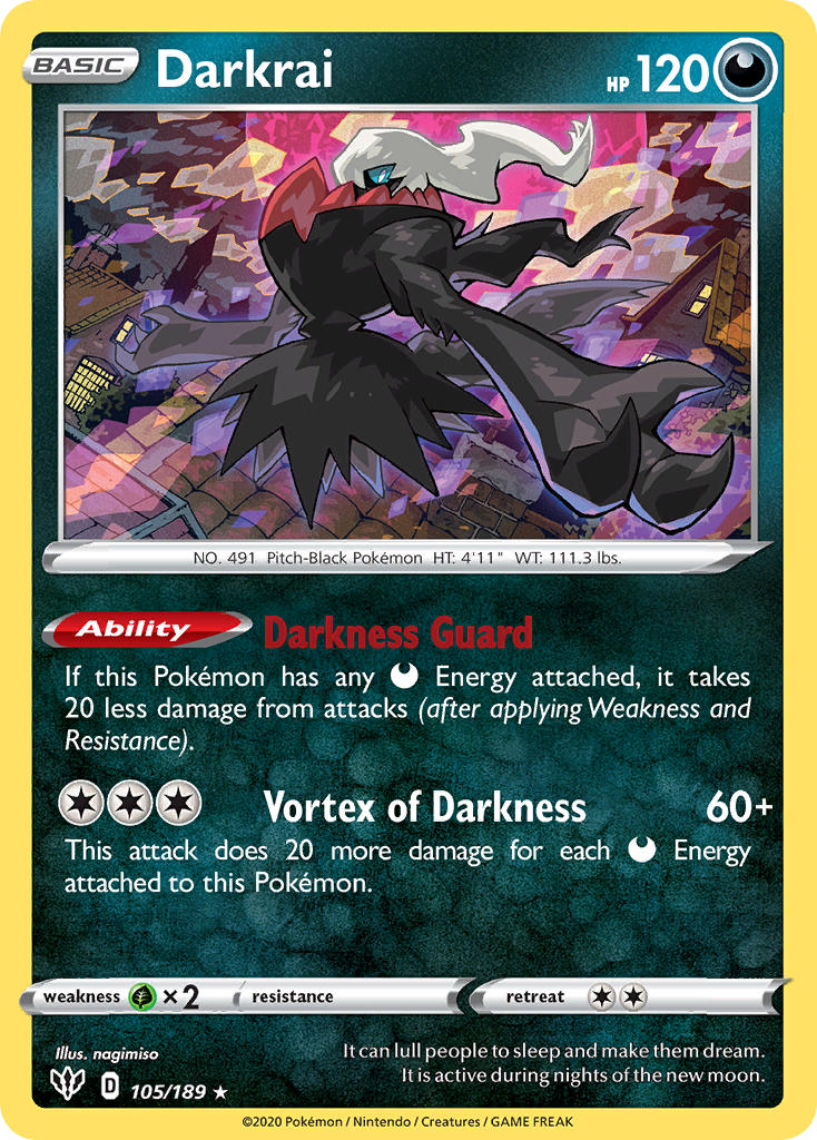 Darkrai (105/189) (Theme Deck Exclusive) [Sword & Shield: Darkness Ablaze] | Black Swamp Games